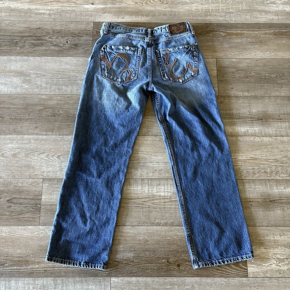 VTG Mark Ecko Jeans Mens 32x30 Y2K No 72 Times Square Blue Regular Cut Skull - Picture 15 of 15